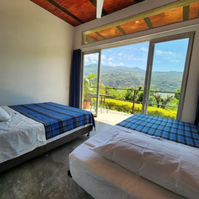 Double bed in a shared room