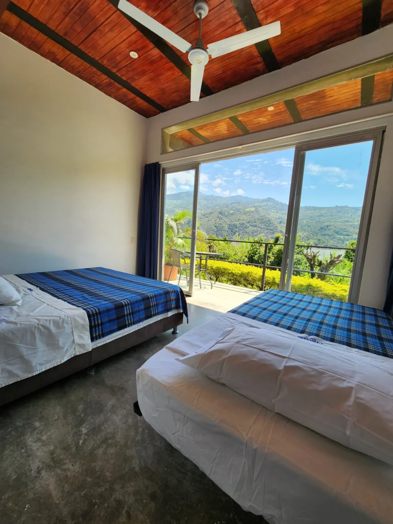 Double bed in a shared room